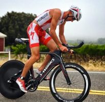 Bevan Docherty on the bike at IM 70.3 Vineman