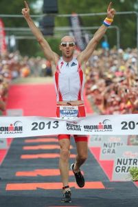 Bevan Docherty winning Ironman NZ