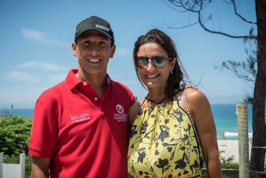 Chris McCormack and Brazilian pro triathlete Fernanda Keller at the launch of Challenge Florianopolis