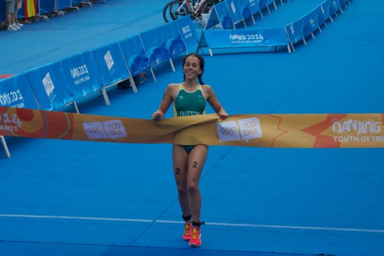 Australia's Brittany Dutton crossing the line for gold