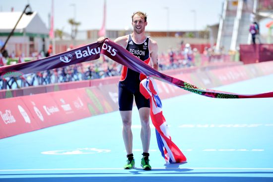 Gordon Benson crosses the line