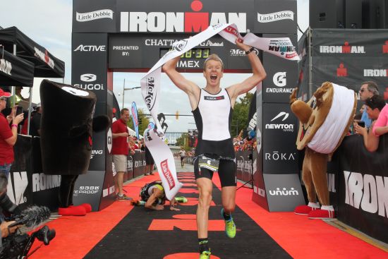 Kirill Kotsegarov wins a sprint finish while Matt Chrabot quietly dies in the background